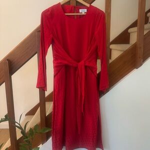 & Other Stories Long Sleeve Red Midi Dress